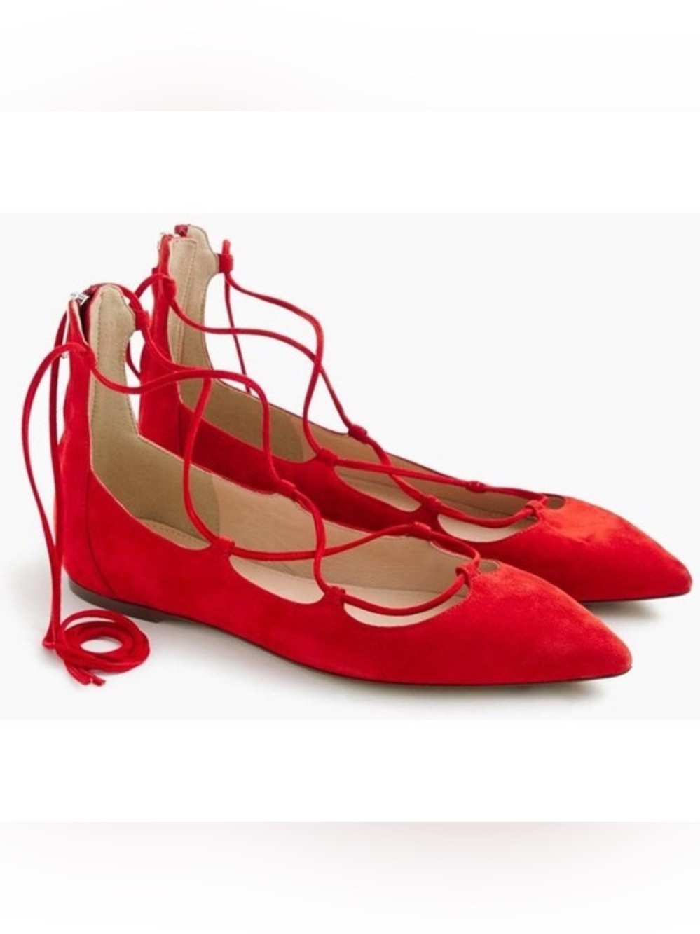 J.Crew Suede Lace-up, Fiery Sunset - EUC